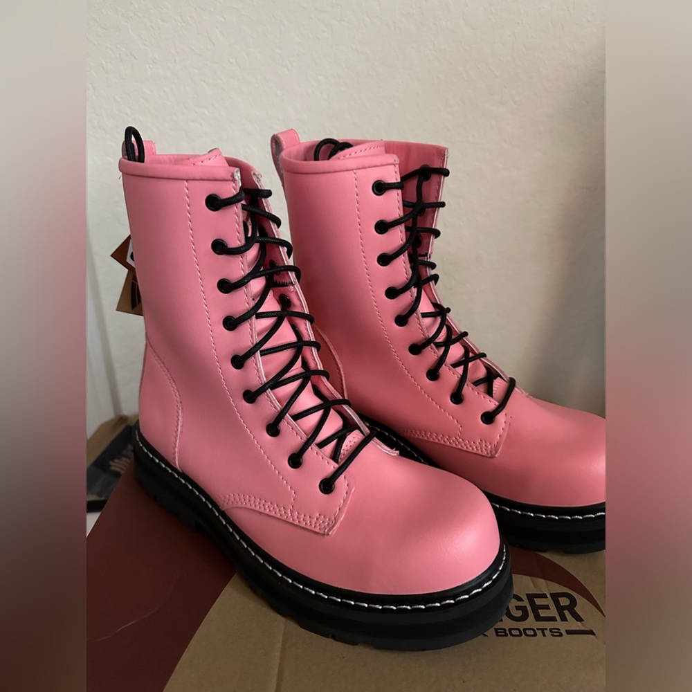 Steal Toe Pink Combat Work Boot